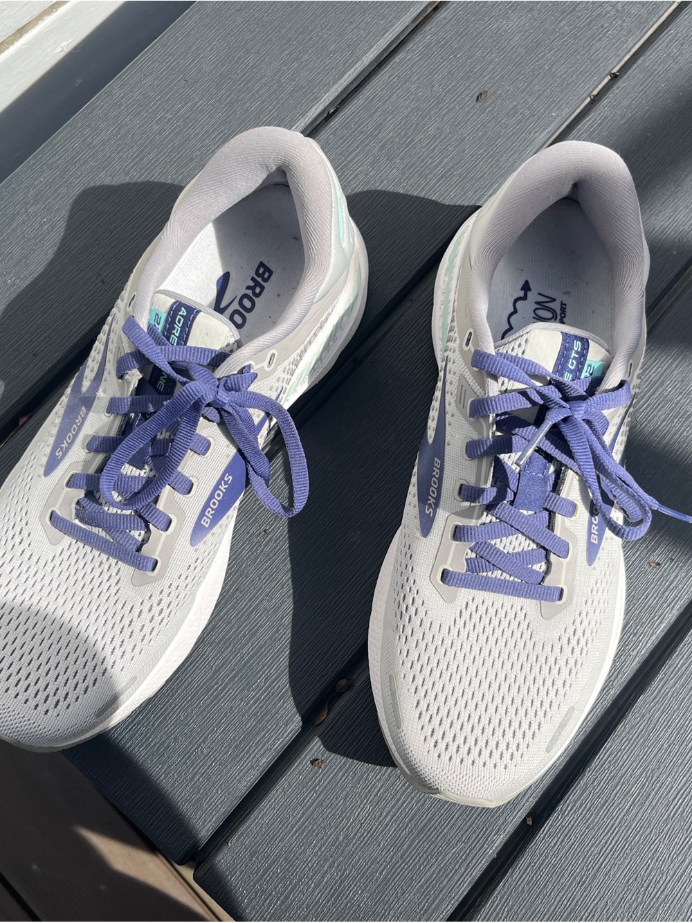Brooks Women's Light Gray and Navy Running Sneakers - Picture 7 of 8